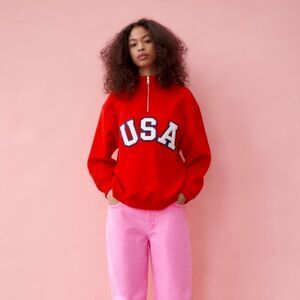 ZARA USA SWEATSHIRT RED LOUNGE